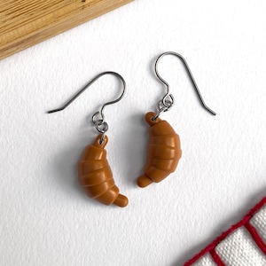 Croissant Earrings, Gift for LEGO Fans, Food Earrings, Unique Earrings