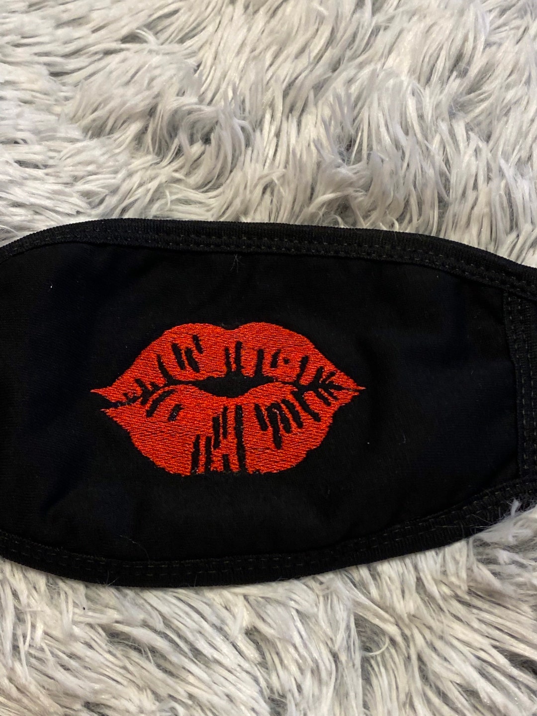 Lipstick Face Mask. Embroidery Lip Face Mask. Kiss Lips Face Mask