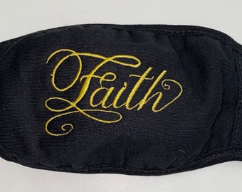 Faith Embroidered Face Mask: Lightweight Summer Mask