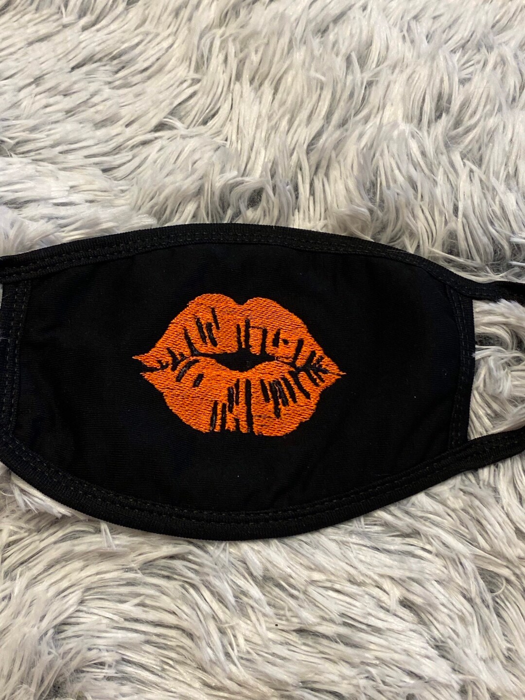 Lipstick Face Mask. Embroidery Lip Face Mask. Kiss Lips Face Etsy