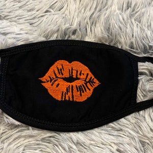 Lipstick Face Mask. Embroidery Lip Face Mask. Kiss Lips Face Mask. Washable & Reusable Face Mask. Cotton Face Mask