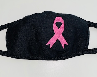 Breast Cancer Awareness Face Mask, Embroidered Breast Cancer Ribbon, Embroidered Face Mask, breast Cancer Face Mask.