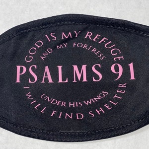 Unisex Face Mask. Psalm 91. Thin Two Layer Cotton Washable Face Mask. Reusable Face Mask. Summer Cotton Face Mask. Psalms 91. PinkColor Word