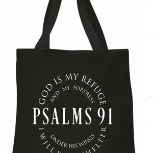 Psalms 91 Tote Bag. Religious Tote Bag. Christian Tote Bag. Bible Study Tote Bag. Tote Gift Bag.