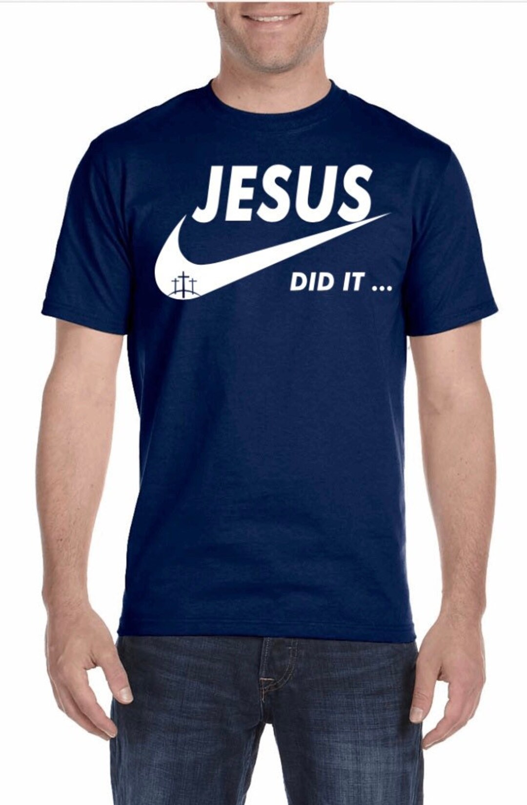 Jesus Did It Unisex Tshirts. Christian Tshirts. Navy Blue. Etsy