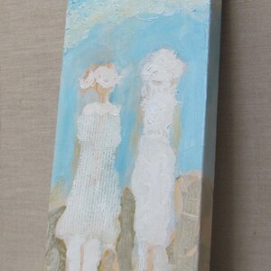 Two Ladies art, Two Ladies painting, Two Ladies, Friends Walking art, Two Women art, long narrow art, women walking, figurative, two ladies image 3