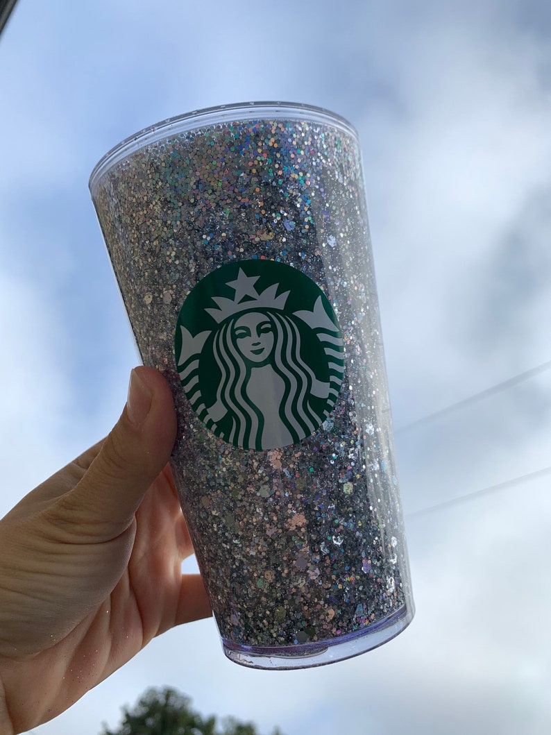 Silver Holographic Glitter Globe Starbucks Cup | Etsy