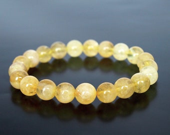 AA Bracelet de citrine authentique naturelle, cristal de pierre précieuse de citrine jaune naturel, guérison, protection, créativité, succès Abondance Richesse