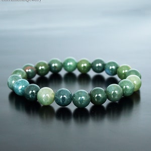 Moss Agate Bracelet, AAA Genuine Green Agate bead, Crystal Stone, Crystal Healing, Fertility Bracelet, Abundance, Creativity, Confidence