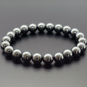 Genuine Hematite Bracelet, Natural Noir Black Hematite bead, Crystal stone Healing, Protection bracelet, Willpower, Courage, Confidence