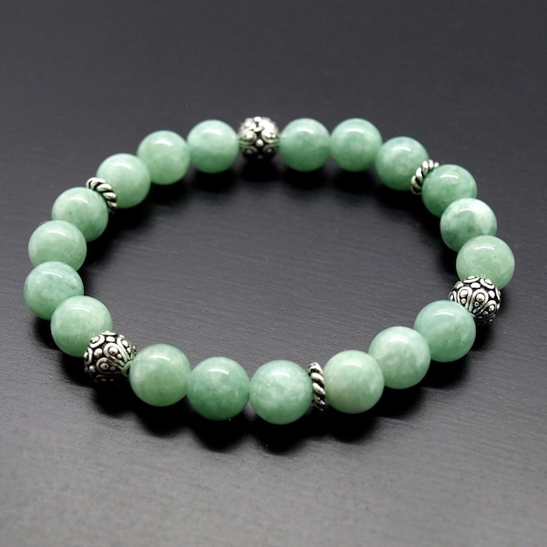 AAA Genuine Green Jade Bracelet, 8mm Natural Green jade, Crystal Healing, Fertility Bracelet, Abundance Wealth, Balance Peace, Longevity