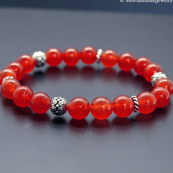 AAA Genuine Red Jade Bracelet, 8mm Natural Sun Red jade, Crystal Healing, Fertility Bracelet, Abundance Wealth, Balance Peace, Longevity