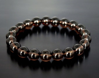 AAA Véritable bracelet en quartz fumé, cristal de quartz fumé brun naturel, guérison en cristaux, bracelet de protection calmante, anti-anxiété, guérison