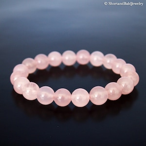 Pulsera de cuarzo rosa genuino, piedra preciosa de cuarzo rosa natural, curación con cristales, amor, atracción, amistad, calma, fertilidad
