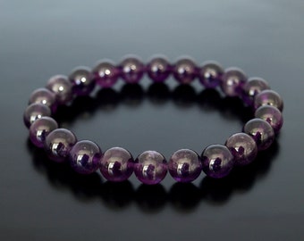 Genuine Amethyst Bracelet, Natural Dark Purple Amethyst bead, Crystal stone Healing, Relaxing Calming, Balance Positivity, Anti Anxiety