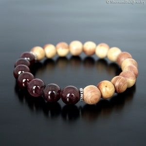 Genuine Garnet Bracelet, Natural Dark Red Garnet bead, Crystal stone Healing, Fertility bracelet, Love attraction, Abundance Wealth