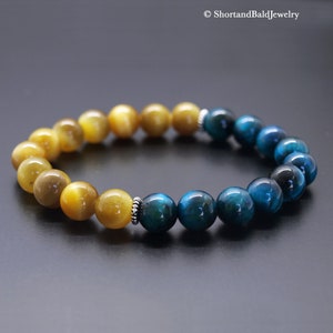 AAA Genuine Tiger Eye Bracelet, Natural Golden Honey Blue Green Tiger&#39;s eye, Crystal Healing, Protection, Willpower, Confidence, Motivation