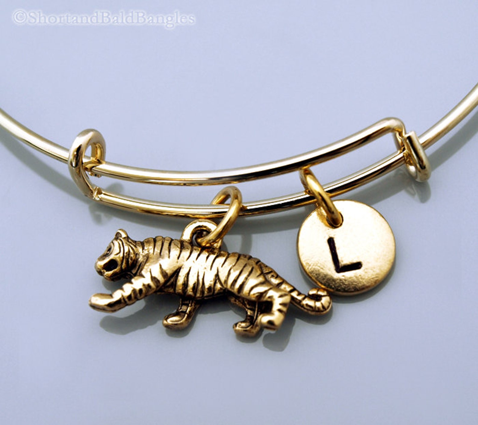 Tiger Bangle Tiger bracelet gold Tiger charm jewelry Etsy