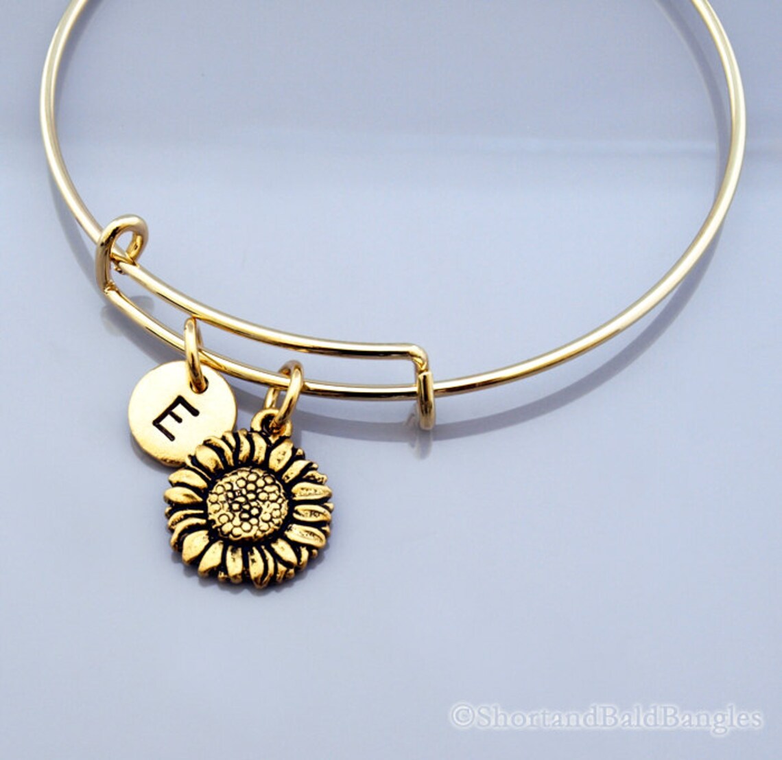 Sunflower Bangle Sunflower Bracelet Flower Charm Expandable Etsy