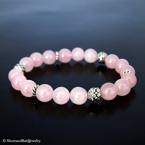 Genuine Rose Pink Quartz Bracelet, Natural Pink quartz gemstone crystal, Crystal Healing, Love Attraction Friendship, Calming, Fertility