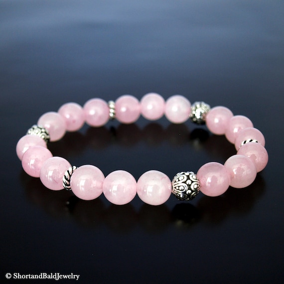 Genuine Rose Pink Quartz Bracelet Natural Pink Quartz Gemstone Crystal Crystal Healing Love Attraction Friendship Calming Fertility Etsy