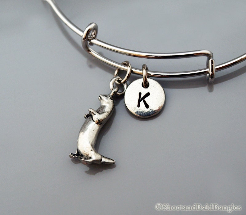 Otter charm Bangle Otter bracelet Otter charm jewelry Sea Etsy
