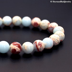 Genuine Jasper Bracelet, Aqua Terra Jasper, Natural Icy Blue Imperial Jasper gemstone, Crystal Healing, Stress relief Stability Tranquility