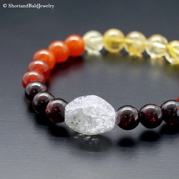 Garnet Bracelet, Carnelian Bracelet, Citrine Bracelet, White Quartz nugget, Fertility bracelet, Love attraction, Abundance Wealth Creativity