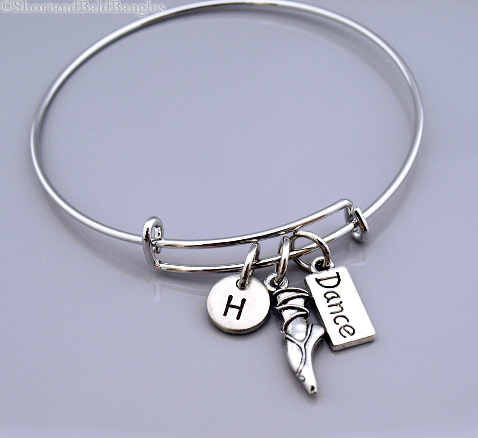 pointe charm bangle, dance charm, ballet toe, ballet shoes bangle, ballet slippers, ballet dancer shoes, expandable bangle