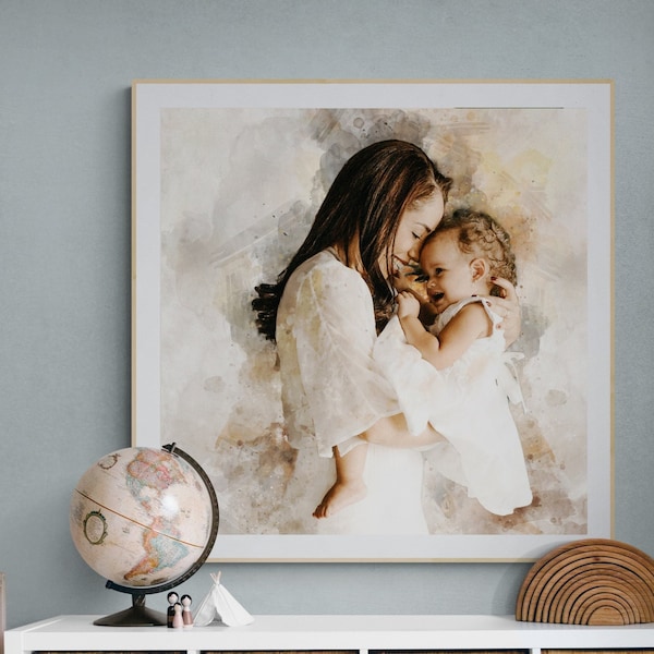 watercolor paintings, baby painting, baby portrait, drawing from photo, Baptism Gift for her, thank you wife gifts, baby first birthday, Art