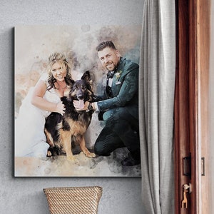 custom family portrait with pets, dog family portrait, pet memorial gift, dog dad presents, Custom Dog Painting, Winter wedding decor, Art