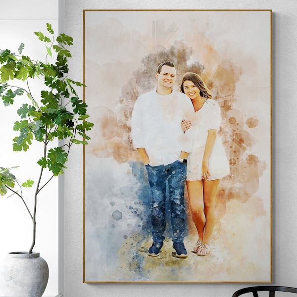 picture into painting, give girlfriend gift, Wedding Present Idea, cute canvas painting Gift, Engagement Print, watercolor for boyfriend