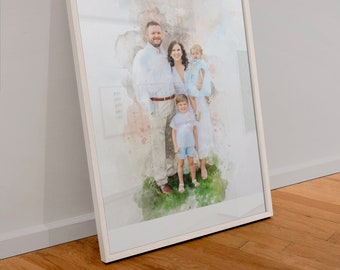 Custom Family Portrait Painting from Photo | Personalized Watercolor Portrait | Custom Wedding Print | Father's Day Gift for Dad