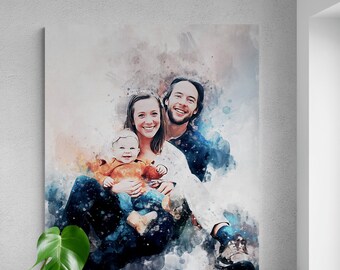 Nursery portrait from photo Family portrait with kids photo Anniversary portrait Gifts from daughter to dad Fathers day Birthday gift