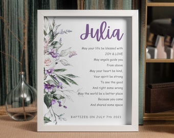 Baptism Gift for Goddaughter, Birthday gift from Godmother, Baptism Poem Gift for Girl