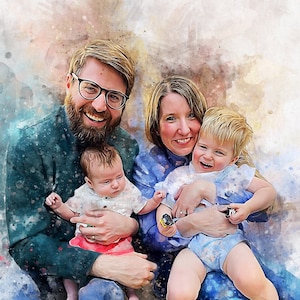 Custom Watercolor Family Portrait: Unique Personalized Art Gift