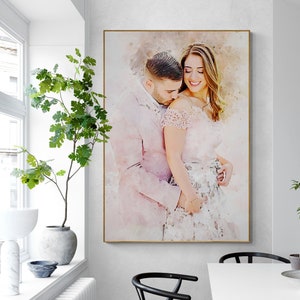 portrait from photo, great wife gifts, Gift for husband, Fall Wedding Decor, personalized wedding presents, Calm Canvas Painting, Couple Art