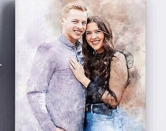 personalized family portrait from photo, watercolor paintings, Gift for son, love wedding present, Anniversary painting, Cute Boyfriend gift