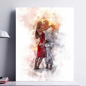 photo to painting canvas, family portrait, portrait from photo, custom family illustration, Wedding Gifts, Anniversary present, hot couple