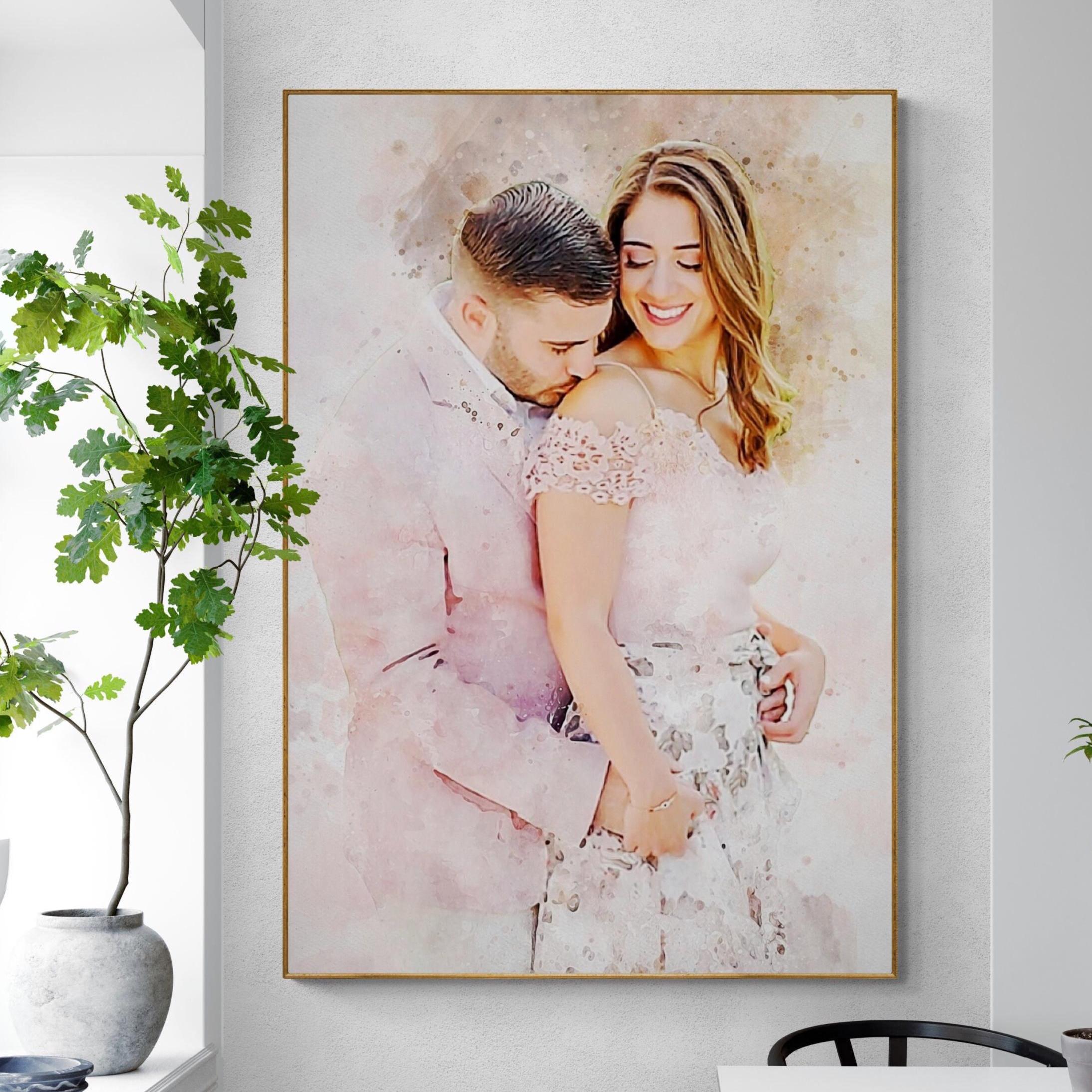 Portrait from photo, great wife gifts, Gift for husband, Fall Wedding Decor, personalized wedding presents, Calm Canvas Painting, Couple Art