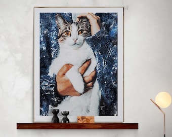 Pet Portrait, Cat Lover Gift, Animal Art Print, Cat Memorial Canvas Art, Pet Loss Gifts, Custom Pet Portrait, Christmas gift ideas