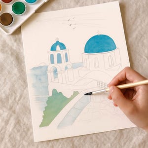 Adult Coloring Book, Travel Watercolor Coloring Book, Workbook Gift, Handmade Illustration Pages