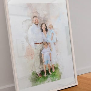 Custom Family Portrait Painting from Photo, Personalized Watercolor Portrait, Custom Wedding Print, Father's Day Gift for Dad