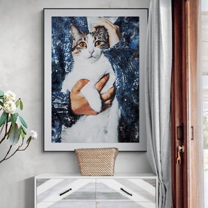 Pet Portrait, Cat Lover Gift, Animal Art Print, Cat Memorial Canvas Art, Pet Loss Gifts, Custom Pet Portrait, Christmas gift ideas