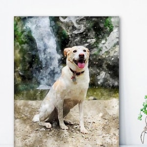 Pintura de perro a partir de una foto sobre lienzo, tarjeta de San Valentín de un perro, fotos de perros sobre lienzo, retrato familiar de una mascota, memorial de la pérdida de un perro, arte de gatos