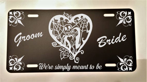 NIGHTMARE BEFORE CHRISTMAS JACK AND SALLY BLACK LICENSE PLATE CUSTOM PERSONALIZE