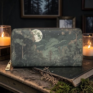 Moon Phase Wallet, Dark Nature Wallet, Alt Fashion, Forestcore Aesthetic, Wallets for Women
