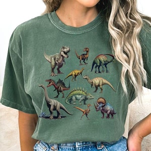 Dinosaur Shirt, Comfort Colors, Vintage Dino Tee, Jurassic Graphic Tee, Prehistoric Shirt, Dinosaur Gift, Unisex Pigment Dyed T-Shirt