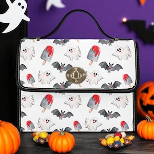 Ghost Bat Halloween Bag, Cute Goth Purse, Spooky Satchel, Ghostcore Crossbody, Halloween Accessory, Creepy Cute Gift Idea