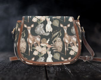 Bolso de cuero vegano Boho Forest para mujer, bolso gótico con forma de hongo, bolso cruzado estilo cottagecore oscuro, bolso de sillín de bruja